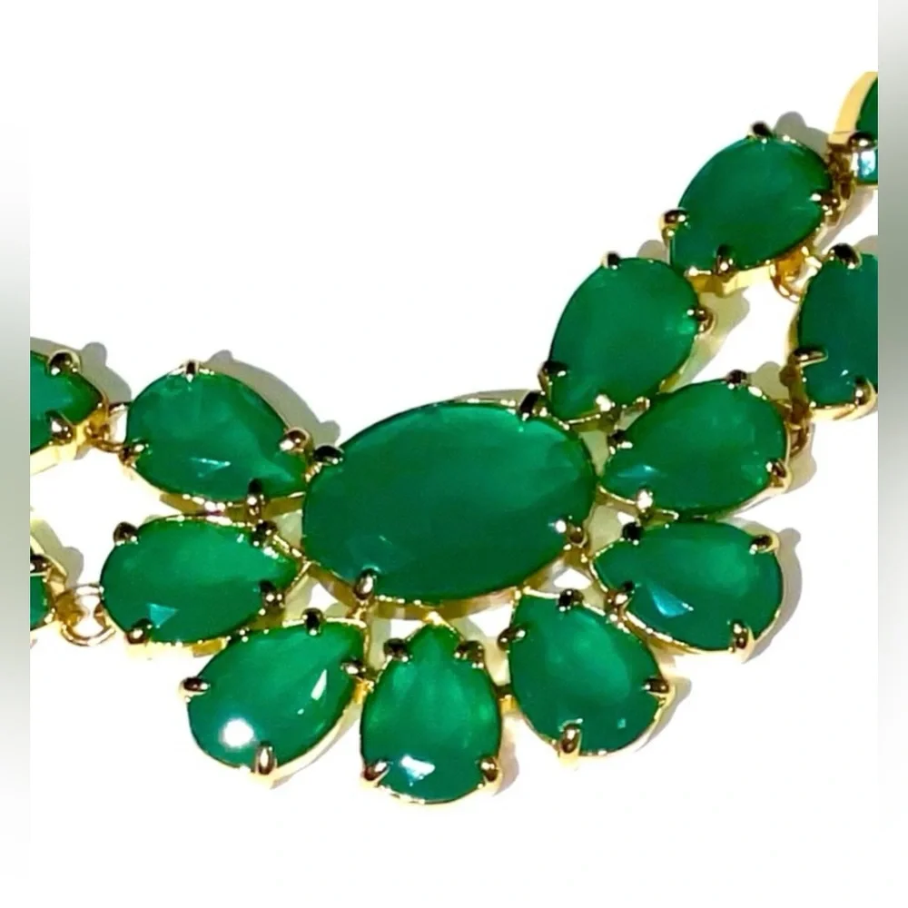 NWT KATE SPADE PLAZA ATHENEE NECKLACE TURQUOISE/EMERALD BIB NECKLACE - Picture 6 of 11